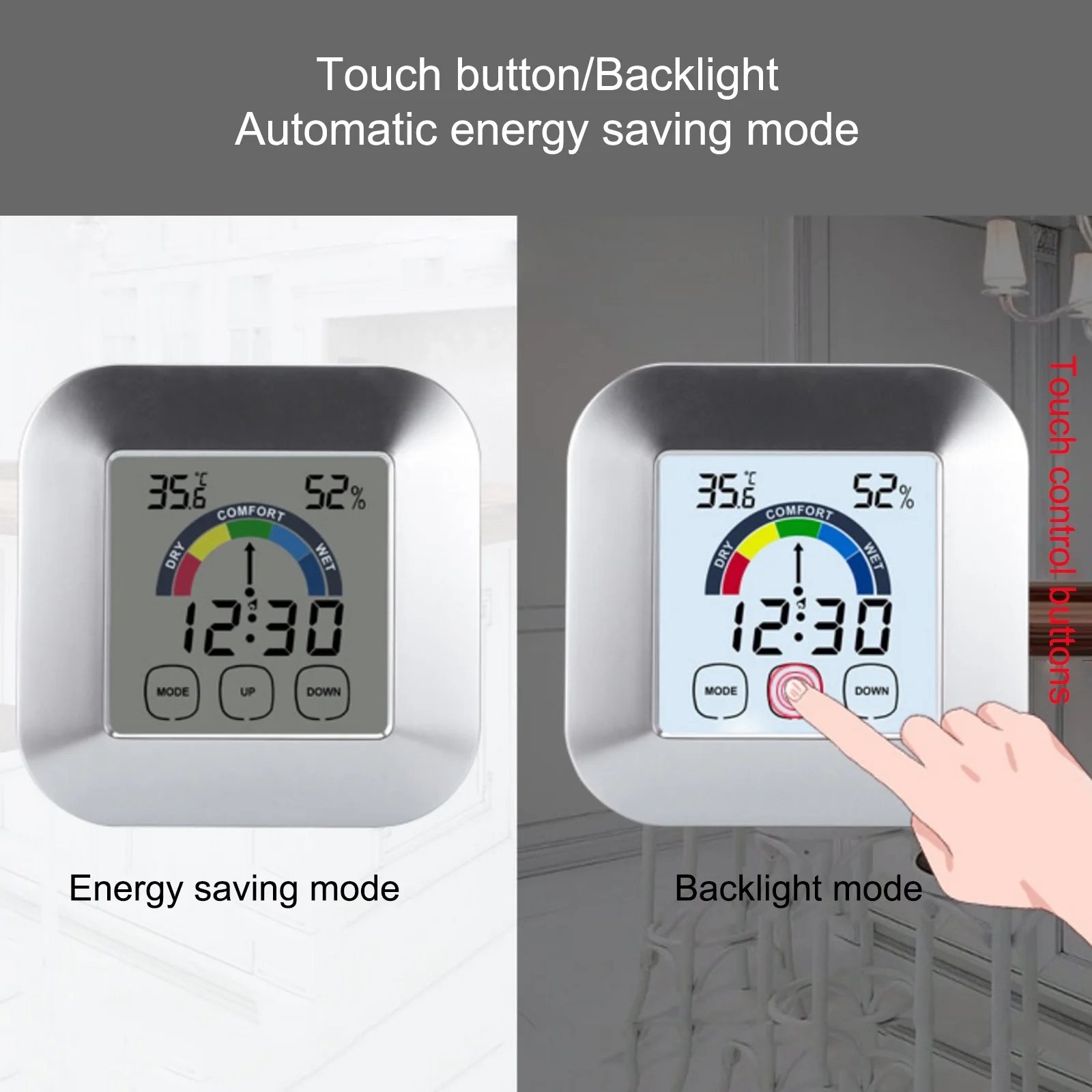 LCD Car Touch Screen Digital Thermometer Hygrometer Indoor Home