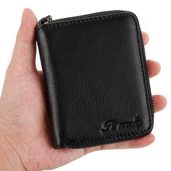 

New Genuine Leather Men's Short Wallet Women's Clutch Money Purse Small Mini Walet Photo Pocket Fashion Zipper Party Coins Case