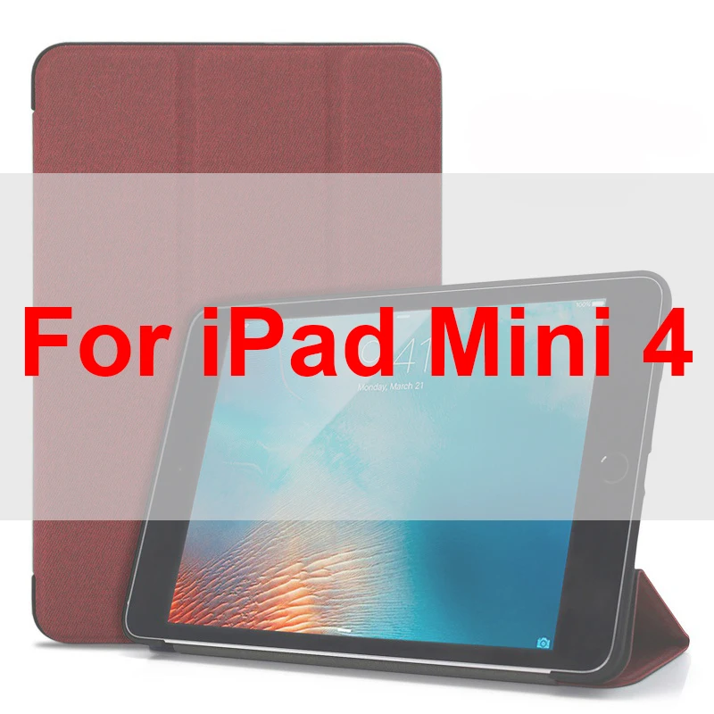 Mini 4 Red Ультра тонкий легкий умный чехол для iPad Mini 1 2 3 4 5 Trifold подставка подкладка из микрофибры чехол для iPad mini4 mini5 чехол Funda - Цвет: Mini 4 Red