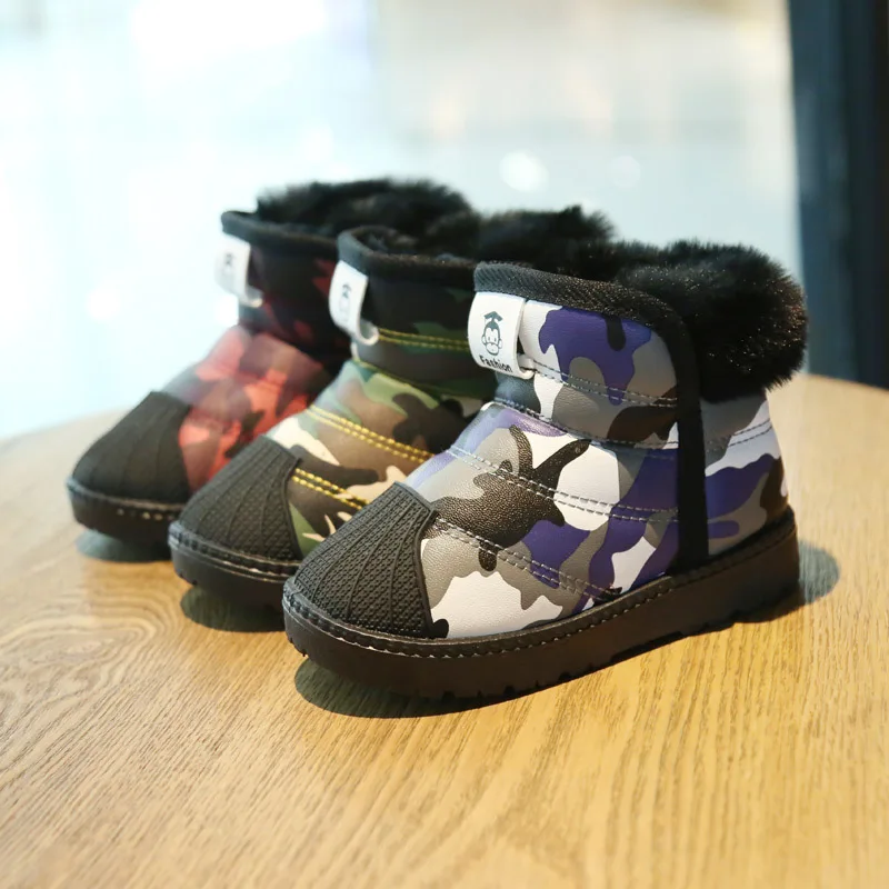 Новинка года; зимние ботинки для маленьких девочек и мальчиков теплые уличные детские ботинки водонепроницаемые Нескользящие плюшевые ботинки для детей хлопковая обувь для младенцев
