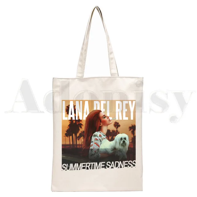 Lana Del Rey LOGO Printed Graphic Hipster Cartoon Print Shopping Bags Girls Fashion Casual Pacakge Hand Bag N2014U