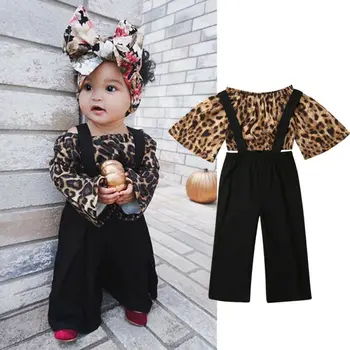 

Pudcoco Toddlers Baby Girl Kid 2PCS Autumn Clothes Off the Shoulder Long Sleeve Leopard Tops+Long Pants Cotton Outfit