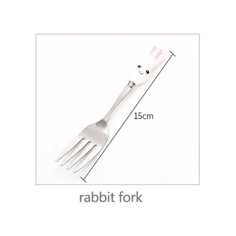 rabbit fork Вилка керамическая ручка милые Кухонные гаджеты из нержавеющей стали детская посуда ложка для моркови столовые приборы 1 шт - Цвет: rabbit fork