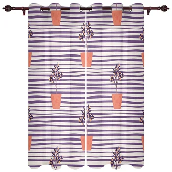 

Striped Potted Flowers Luxury Window Curtains Home Living Room Bedroom Item Christmas Living Room Curtains