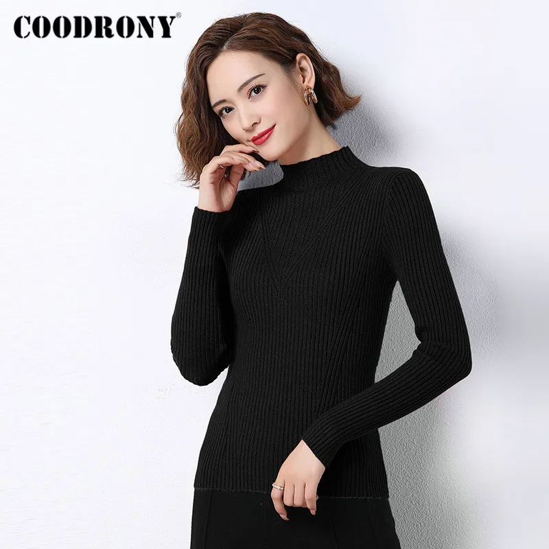 COODRONY Brand 2020 Autumn Winter Casual Soft Slim Sweaters Women Basic Elegant Solid Color Knitwear Female Jumper W1127