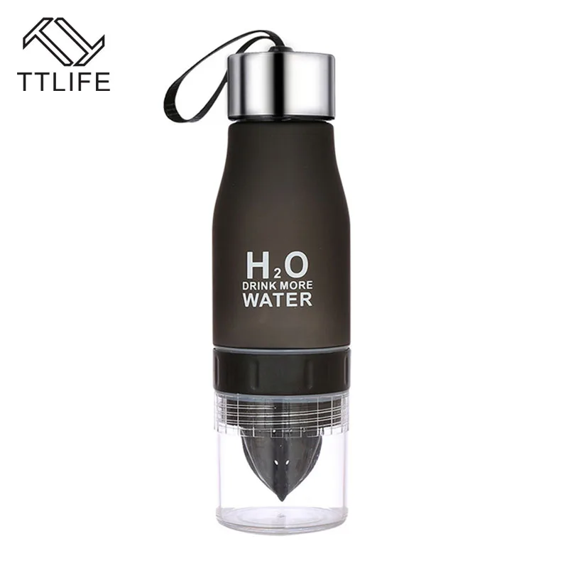 TTLIFE Gift 650ML H2O Lemon Juice Fruit Water Bottle Infuser Drinkware for Outdoor Portable Shaker Sport Bottle BPA Freeshipping - Цвет: Черный