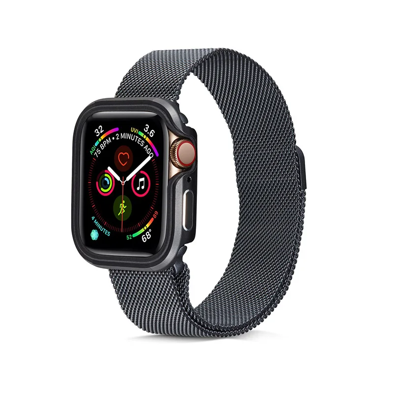 Подходит для Apple Watch чехол лаконичный сплошной цвет цинковый сплав защитный чехол 40 мм 44 мм
