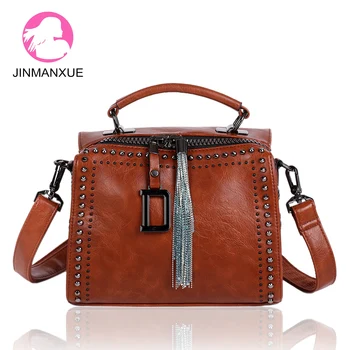 

Women Lady Leather Handbag Shoulder Messenger Bag CrossBody Bags Large Capacity Travel Rivet Retro Tote