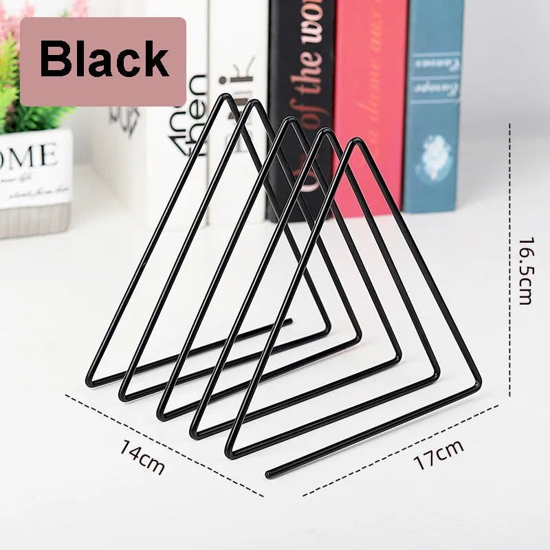 Bookends Golden Triangle Iron Art Book Stand Office Desk Shelf Magazine Book Collection And Arrangement Shelf Storage