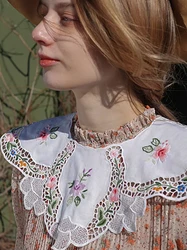 Colección limitada de Collar antiguo francés, bordado hecho a mano, gancho desmontable, cuello falso que combina con todo, dickies