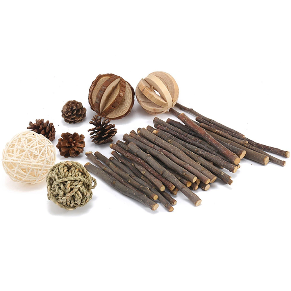Попугай играть птицы Колокольчик для хомяков Кролик Мини игрушки-Жвачки набор Малый Животные деревянные шарики упражнения большие коренные зубы Уход