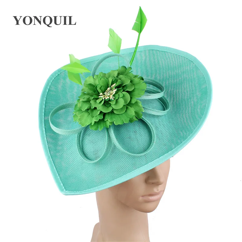 Большой Дерби kenducky чародей шляпы для элегантных женщин Винтаж fedora Шляпа торжественное платье Дамы Коктейль церковь цветок головной убор - Цвет: emerald green