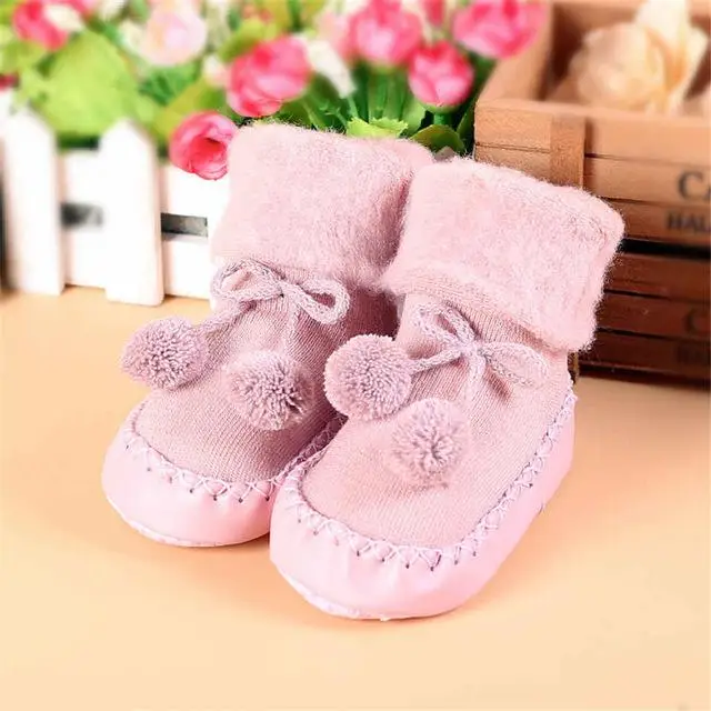 Pink Г. Носки для новорожденных мальчиков и девочек с нескользящей подошвой из искусственной кожи, мягкие домашние носки для малышей, детские тапочки, Sokken - Цвет: Pink