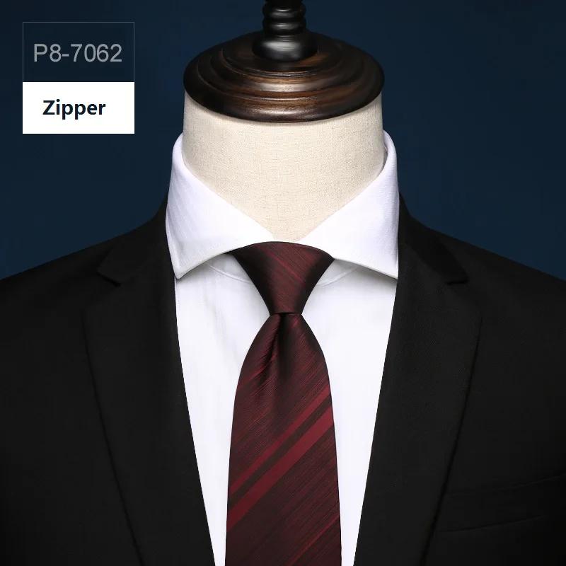 P8-7062 Zipper Высокое качество, новинка, дизайнерский бренд, модный бизнес узор, 8 см., галстуки для мужчин, на молнии, галстук, костюм, Формальная работа, с подарочной коробкой - Цвет: P8-7062 Zipper