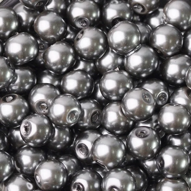 Lot Colors Round Pearl Coated Glass 4mm 6mm 8mm 10mm 12mm 14mm 16mm Loose Spacer Beads for Jewelry Making DIY Crafts Deep Gray