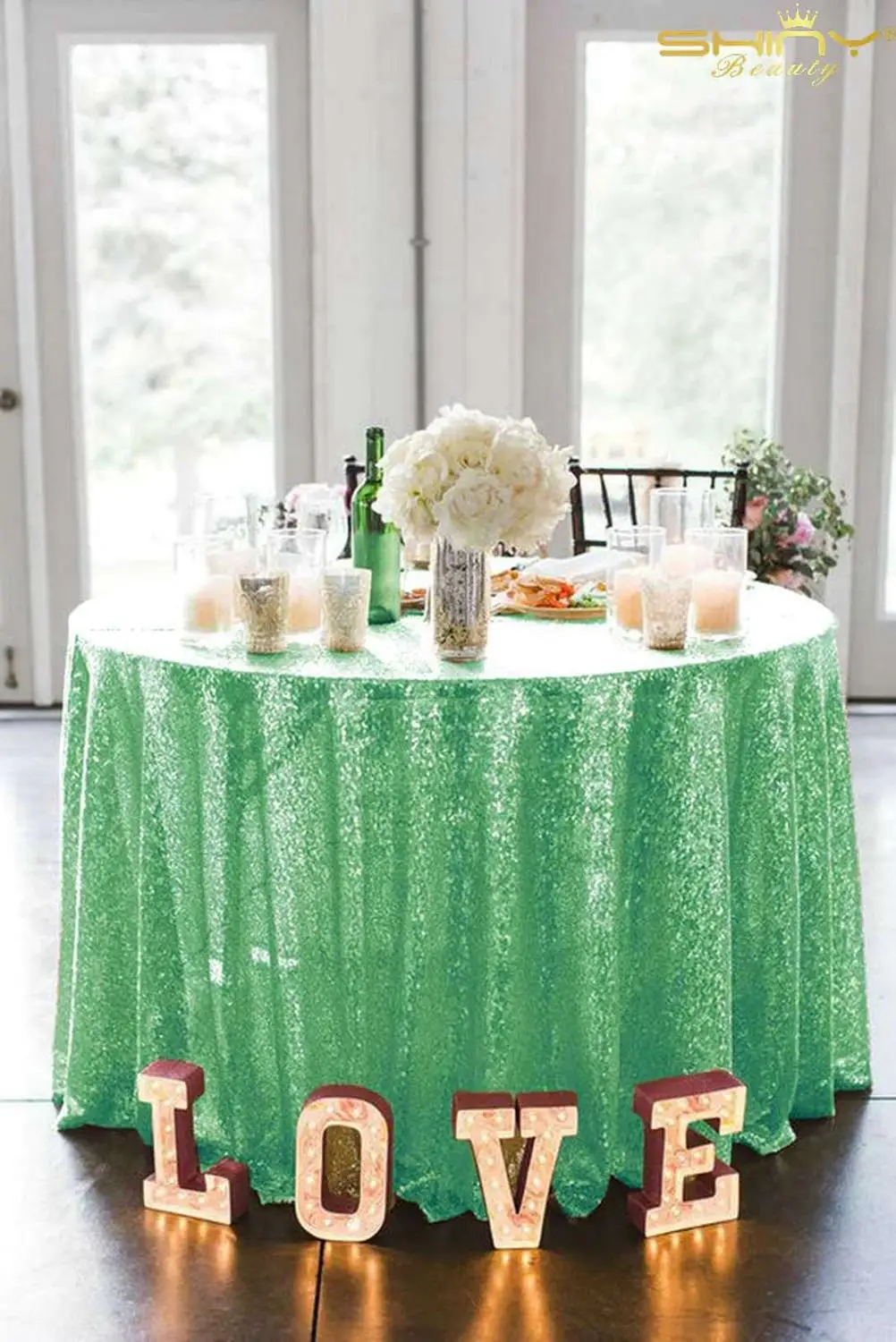 Скатерть-светильник с блестками, Green-48Inch, круглая блестящая скатерть, блестящая скатерть, свадебная Cover-M1017 с блестками