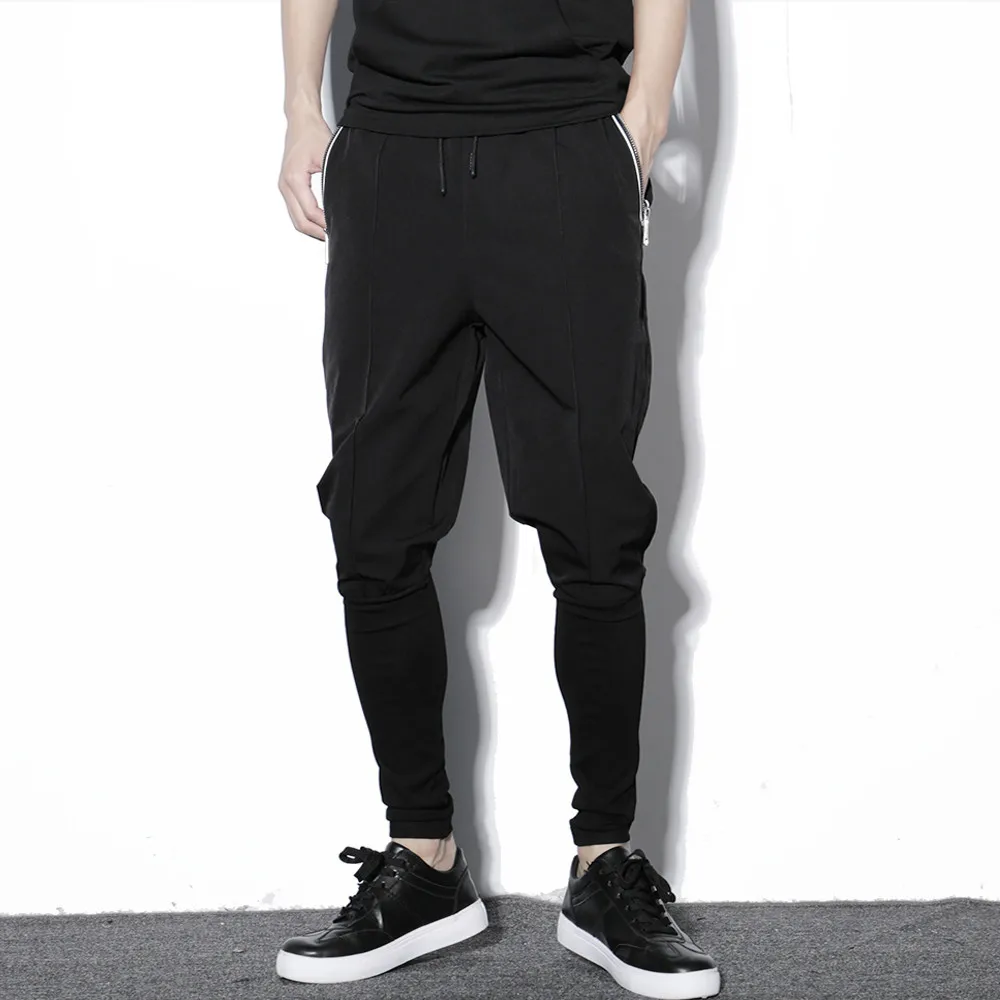 New autumn men's vintage side zipper joggers hip hop harem pants men's casual sweatpants fashion sportswear trousers for man