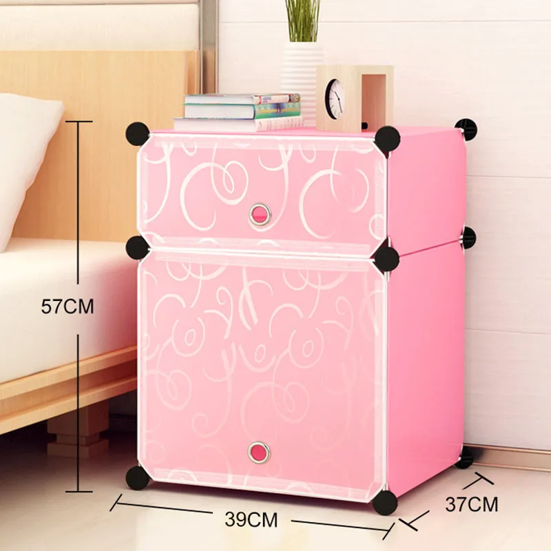 

Home Bedside Table Simple Storage Box Modern Bedroom Mini PP Plastic Locker Corner Combination Assembly Storage Cabinet