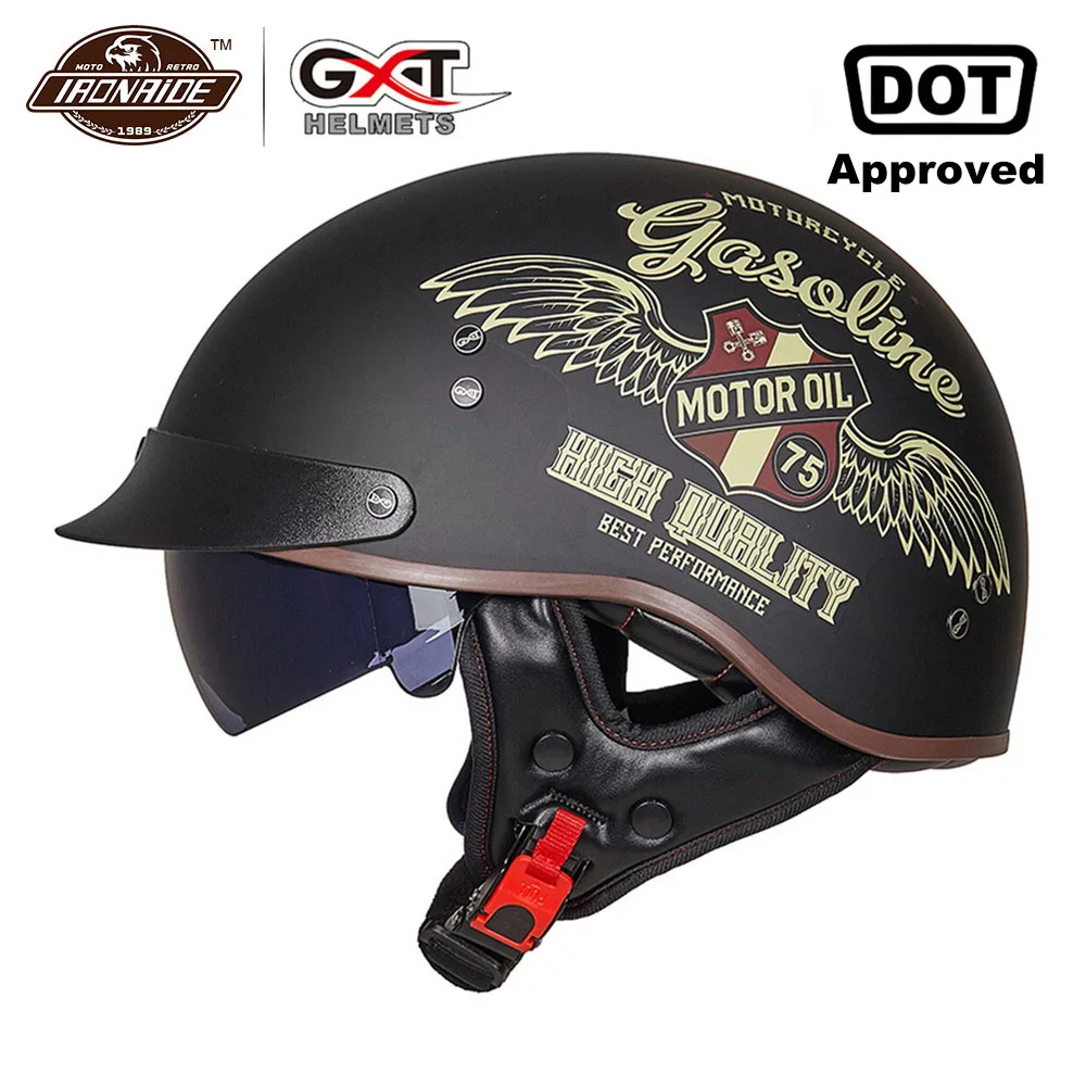 GXT Retro Motorcycle Helmet Vintage Moto Helmet Open Face Scooter Biker Motorbike Racing riding Helmet With DOT Certification