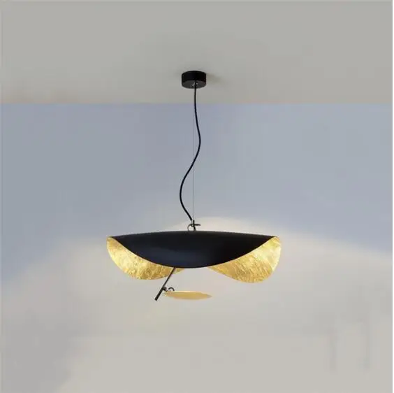 Diameter 40cm Black Постмодерн изогнутая поверхность светодиодный подвесной светильник летающая тарелка шляпа искусство домашний декор висячая лампа для гостиной ресторана кухни - Цвет корпуса: Diameter 40cm Black