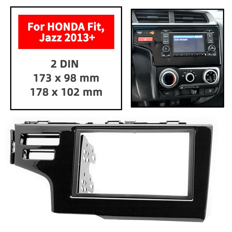 Двухканальное радио фасции для HONDA Fit/Jazz 2013+ панель тире крепление Установка отделка комплект лицо черная рамка gps 173x98 мм