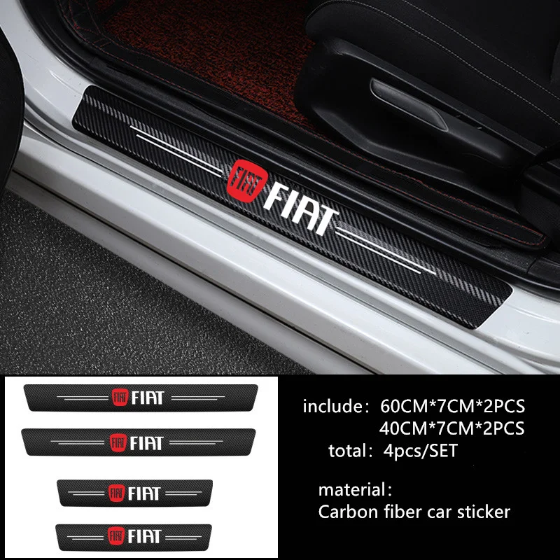 Стайлинг автомобиля 4 шт. наклейки из углеродного волокна на порог двери для Fiat