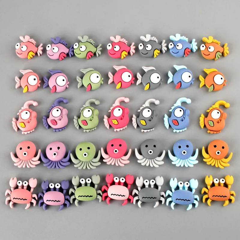 20Pcs Cartoon Ocean Marine Animal Resin Embellishments DIY Craft Supplies Hair Accessories Phone Shell Patch Materials Kids Toys | Дом и сад