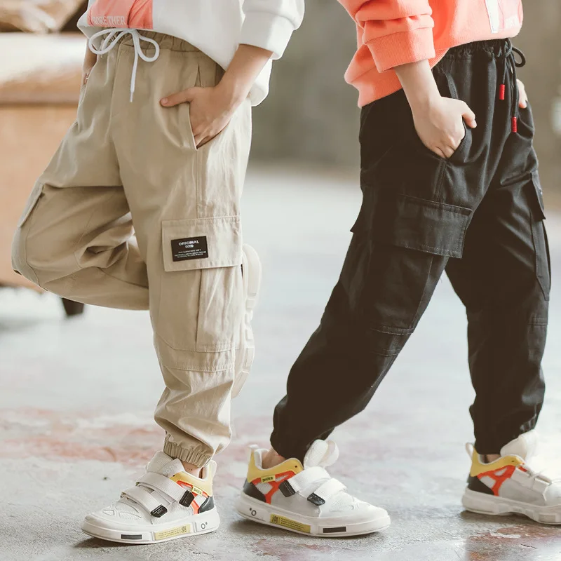 Casual Crawler Men And Women Children Autumn New Products Bib Overall Big Boy Children Large Pocket Labeling Long Pants Fas