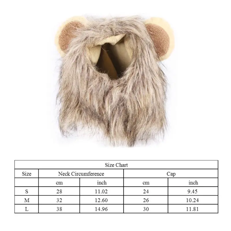 Funny Cute Pet Costume Lion Mane Wig Cat Hat Cosplay Cap for Xmas Halloween