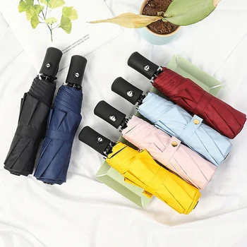 

Automatic Umbrella Rain And Sun Protection 3-Stage 8 Ribs Pink Yellow Navy Blue Burgundy Black Men Women's Umbrella Male Parasol