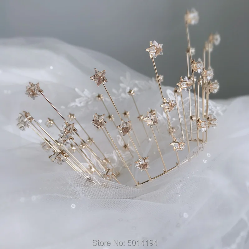 Корона невесты пятиконечная звезда Бриллиантовая блестящая Принцесса Корона обруч для волос свадебная фотография Сказочный Стиль Вечерние головные уборы