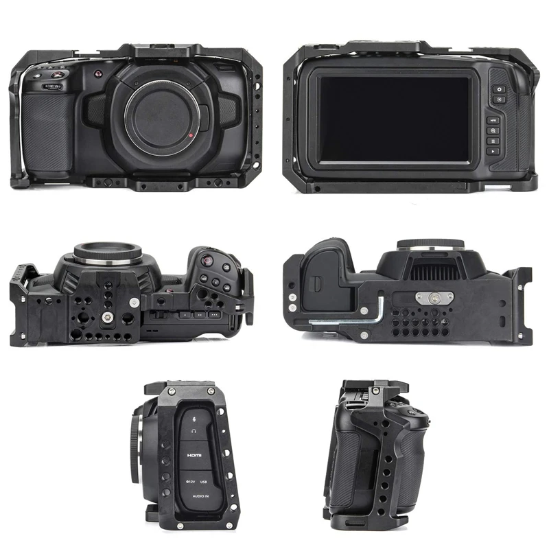 Для BMPCC 4K клетка для камеры 1/4 дюймов 3/8 дюймов винт NATO рельсовая резьба для Blackmagic карманного кинотеатра камера BMPCC 4K клетка для видеокамеры