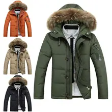 Модный высококачественный мужской пуховик, зимний теплый плотный водонепроницаемый пуховик с капюшоном, мужские зимние парки, верхняя одежда
