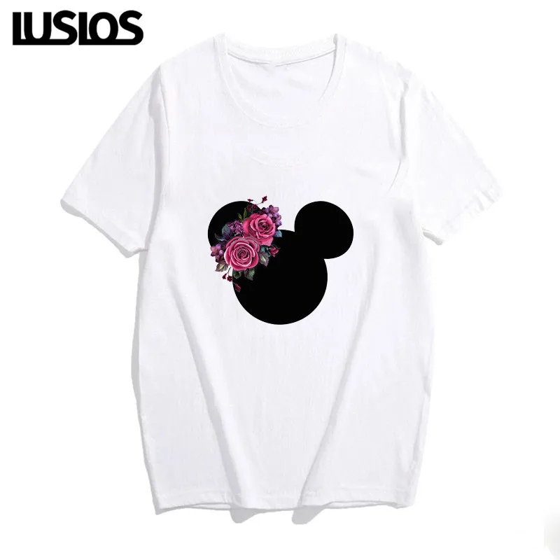 LUSLOS mouse футболка женская цветочная Минни футболка женская Kawaii летние футболки с короткими рукавами топы милая майка с рисунком футболка женска - Цвет: XWT0730