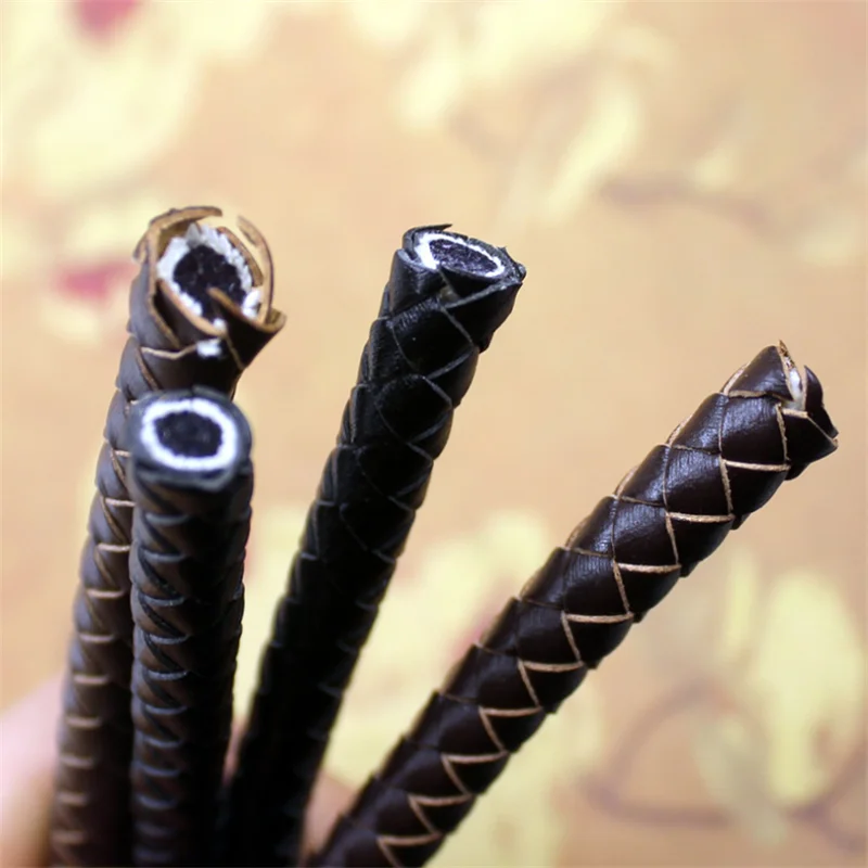 1 м длина 8 мм круглая плетеная натуральная кожа шнур черная коричневая коровья кожа шнур веревочный браслет бижутерия своими руками изготовление