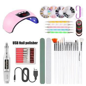 

Nail Art Set USB 45W UV Nail Dryer Lamp Electric Polisher Dotting Painting Pen 667D
