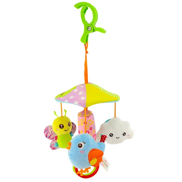 Baby Stroller Crib Pram Bed Hanging Toy Accessories Musical Rotating Plush Cartoon Cute Appease Soothing Hand-eye Coordination 5