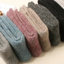 Новые плотные махровые носки из шерсти кролика Женские однотонные теплые забавные зимние носки skarpetki calcetines mujer