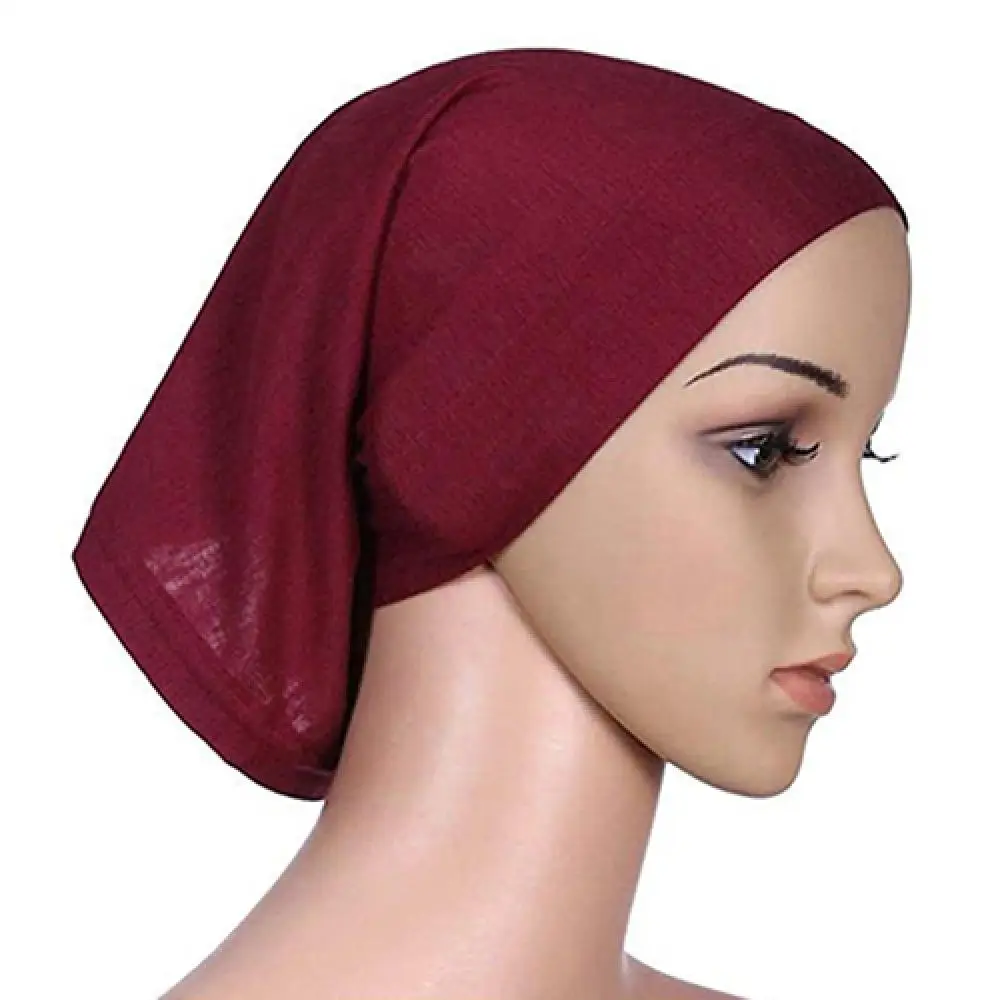 Women Hijabs Muslims Solid Color Cotton Cap Elastic Breathable Headwrap Under Scarf Shawl Hat