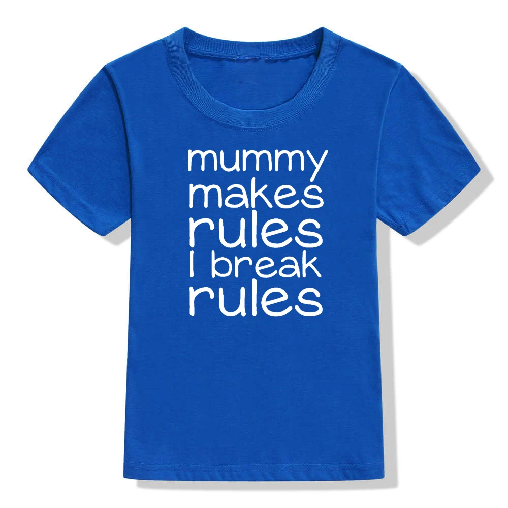 Забавная детская футболка с короткими рукавами и надписью «Mommy Maks Rules I Break Rules» для маленьких мальчиков и девочек милые детские футболки