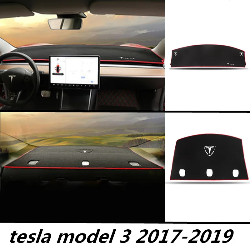 

Car dashboard cover Mats Avoid light pad Instrument platform desk Carpets For tesla model 3 2017 2018 2019 Accessories