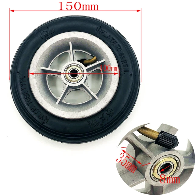 US $6.20 6X1 1/4 Wheels 150mm 6 inch Pneumatic Tire Inner Tube with 4 inch aluminum rims for gas electric sc