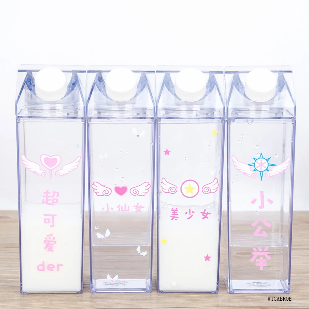 Girls 1000ml Plastic Water Bottle Milk Carton Juice Cup