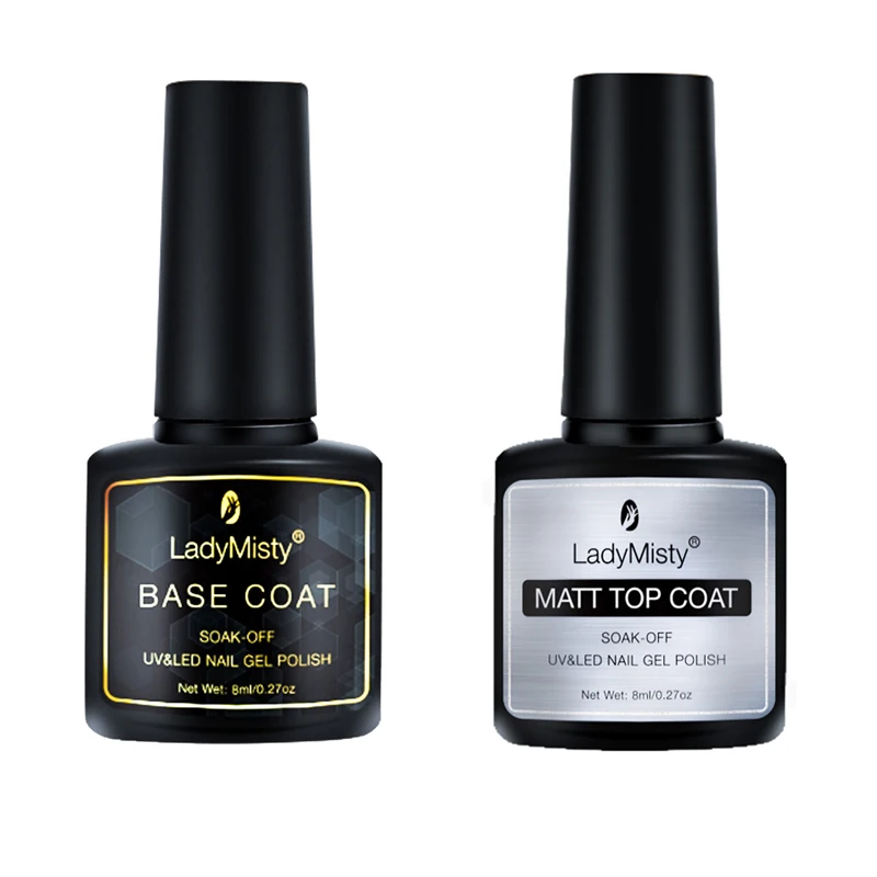 Base--Matte LadyMisty 8 мл без протирания основа верхнее покрытие Праймер УФ-гель для ногтей матовое верхнее покрытие лак для ногтей гель лак для нейл-арта Маникюр замочить - Цвет: Base--Matte