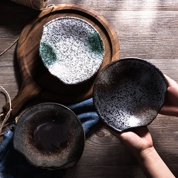 

Japanese Shaped Ceramic Western Steak Ramen Plate Modern Home Marble Fruit Dessert Main Meal Sushi Salad Plate Kitchen Tableware