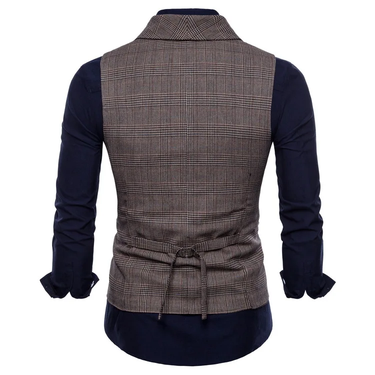 Hot Selling Eaby Hot Selling New Style British-Style Business Waistcoat Fashion Slim Fit Casual Plaid Vest 9607