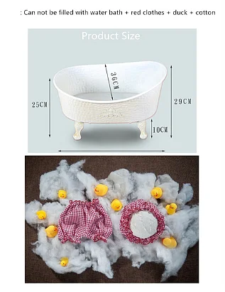 3 Baby bathtub newborn photography props infant photo shooting props sofa posing shower basket accessories yellow duck& cotton - Color: 3