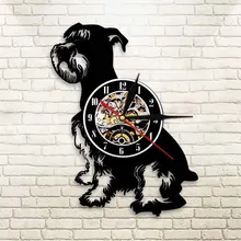 Reloj De Pared De vinilo antiguo para perro Schnauzer, Reloj De 12 pulgadas, Reloj De tiempo para mascotas, cachorros, perros, decoración moderna para el hogar, Reloj De Pared