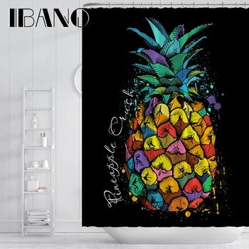 

IBANO Pineapple Shower Curtain Waterproof Polyester Fabric Bath Curtain For The Bathroom Decorate With 12pcs Plastic Hooks