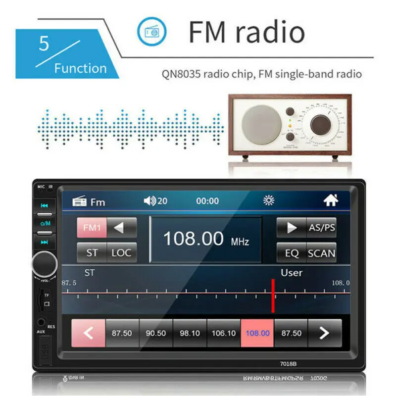 Новое поступление стерео радиокамера 2Din 7 дюймов Сенсорный экран, Bluetooth, FM радио Стерео Аудио Видео Mp5Player Камера сенсорный Экран